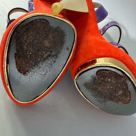 Francesca Mambrini Purple Patent Leather Strappy Platform Heels - Picture 11 of 14